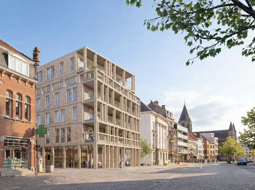 Dit tweeslaapkamerappartement van 90,90 m² is gelegen op het vierde verdiep en de indeling is als volgt: een inkomhal met plaats voor een vestiairekas
