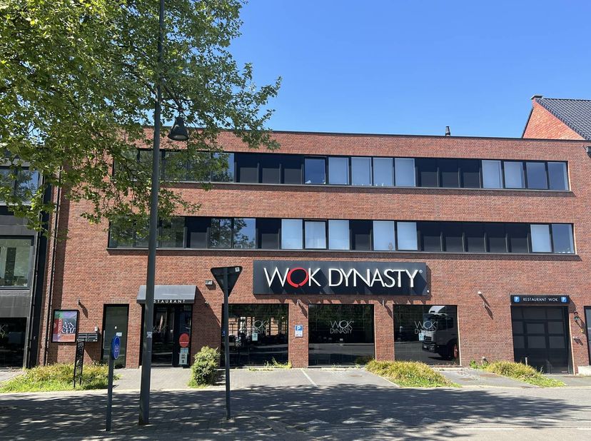 Ruim commercieel gebouw voor handel (showroom), kantoren of praktijkruimte,  met 13 ondergrondse parkings, 3 buitenparkings en 3 duplex-appartementen