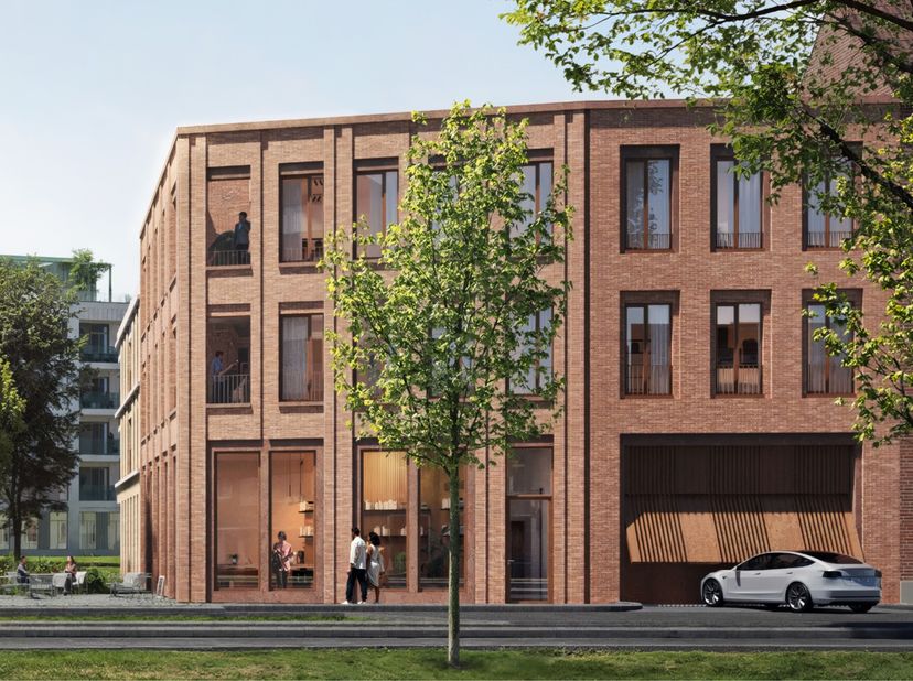 Dit duurzame appartement op het eerste verdiep biedt een ruime oppervlakte van 113 m², met een inpandig terras van 12 m² en een indeling met 3 slaapka