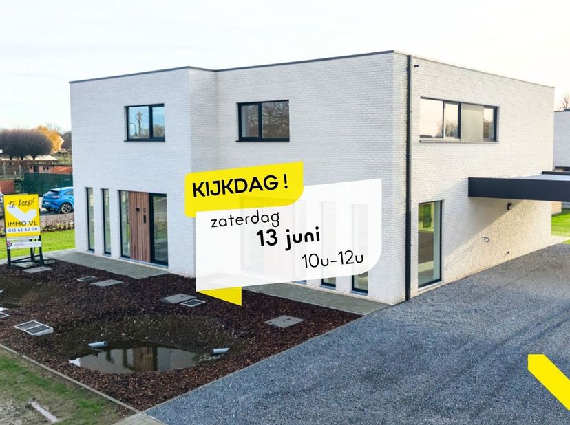 KIJKDAG - Zaterdag 13 juni tussen 10u en 12u.<br />
Moderne BEN-woning met 3 slaapkamers en carport.<br />
Welkom in dit kleinschalige en stijlvolle n