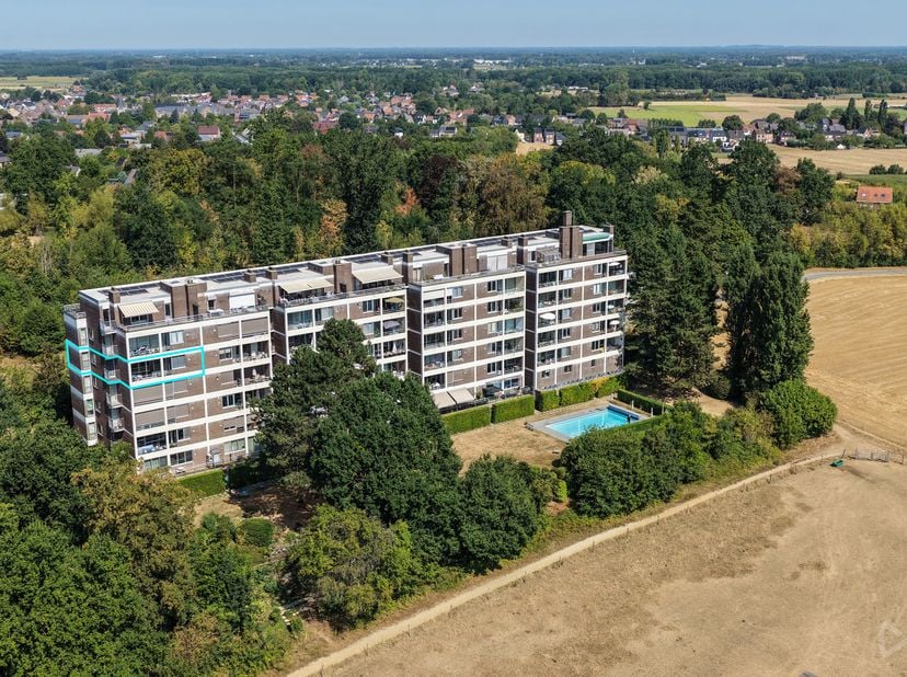 Dit ruime hoekappartement van 122 m² bevindt zich op een bijzonder rustige en groene locatie nabij Leuven. Dankzij de ligging aan de boszijde geniet h