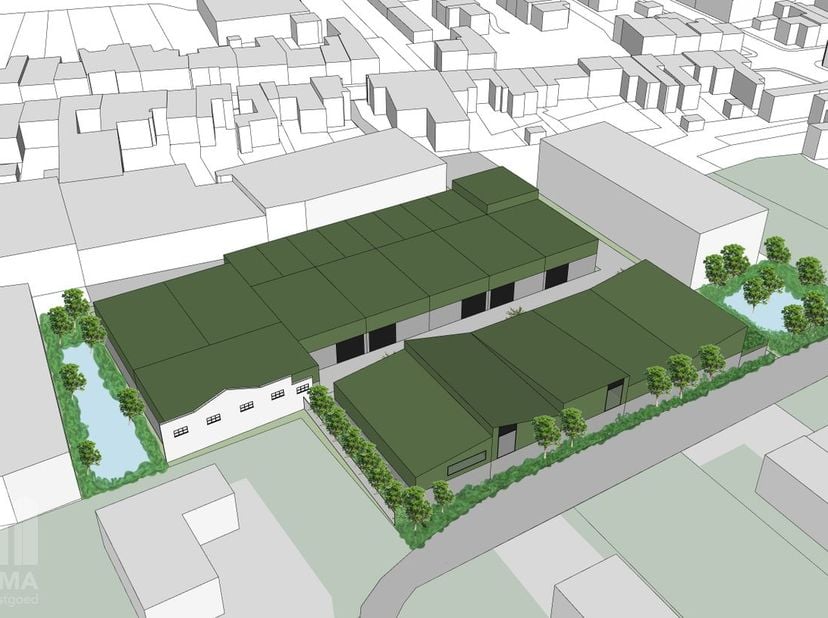 Gloednieuwe KMO-unit met een oppervlakte van 97 m² met 2 privatieve parkeerplaatsen te koop op amper 4 km van de E403 (afrit 5 Wevelgem) met een onmid