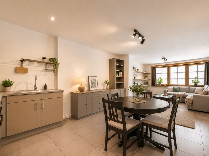 Rustig en centraal gelegen gezinswoning met een bewoonbare oppervlakte van ca. 170 m², gelegen in de dorpskern van Dentergem, vlakbij de kerk en het g