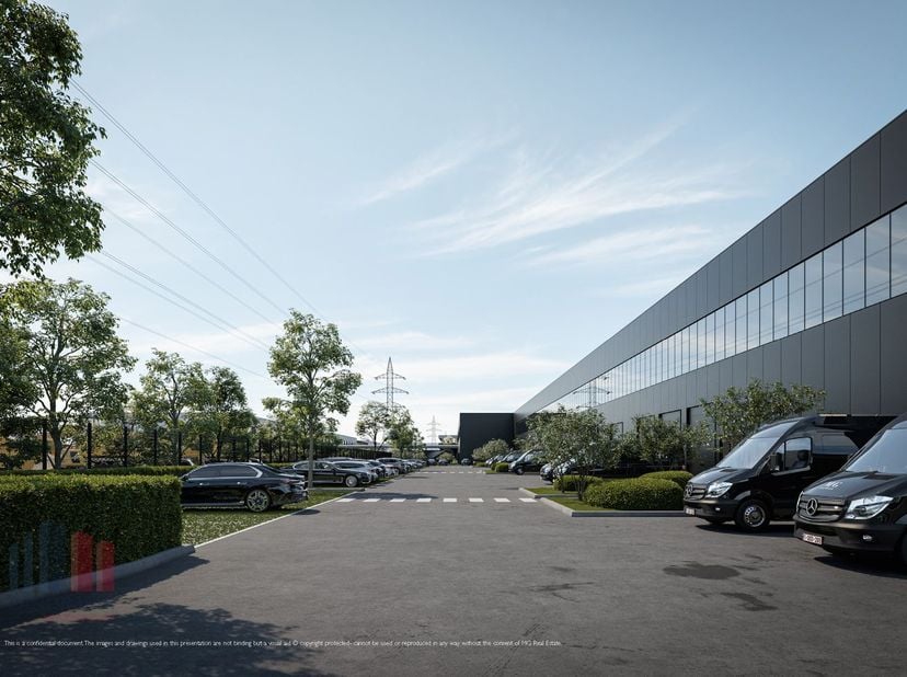 Espace de stockage d’une superficie totale de 1.152 m² avec une mezzanine de 296 m², situé le long de la célèbre Woluwelaan à Vilvoorde/Machelen. Grâc