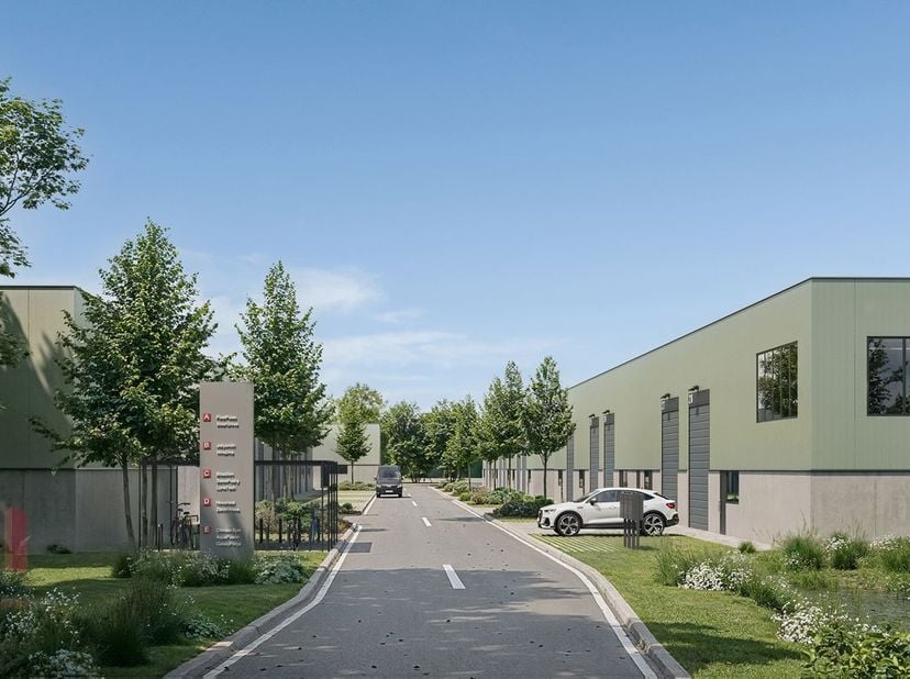 Nieuwbouw KMO-unit van 130 m²&amp;nbsp;te koop, de unit maakt deel uit van het&amp;nbsp;nieuwbouwproject De Stokerij: een duurzame en strategisch gelegen bedr