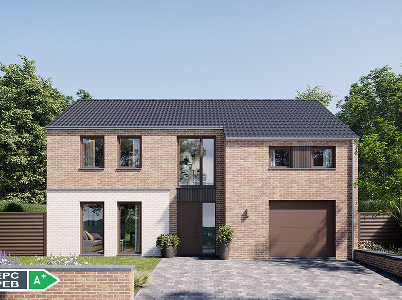 Découvrez ce projet de VILLA 4 FAÇADES PEB A+ - CONSTRUCTION 100% TRADITIONNELLE finition clé-sur-porte. Avec son architecture soignée et ses performa