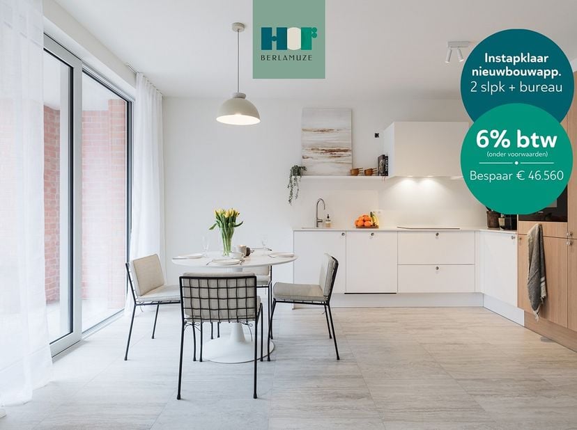 STIJLVOL,&amp;nbsp;INSTAPKLAAR EN RUIM 2-SLAAPKAMERAPPARTEMENT MET BUREAU – 6% BTW MOGELIJK&amp;nbsp;<br />
<br />
In het autovrije&amp;nbsp;binnengebied&amp;nbsp;van