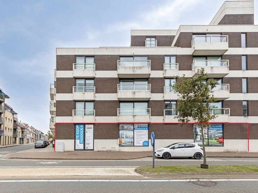 Cet espace commercial fictif, situé le long de la Koninklijke Baan à La Panne, a une superficie de 213 m². À proximité de la place Koningsplein (parki