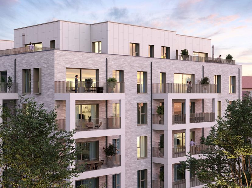 EVERE, op de grens met Sint-Lambrechts-Woluwe, in een dynamische en sterk evoluerende wijk, prachtig NIEUW APPARTEMENT (2slpk/1douchek) van 96,5 m² me