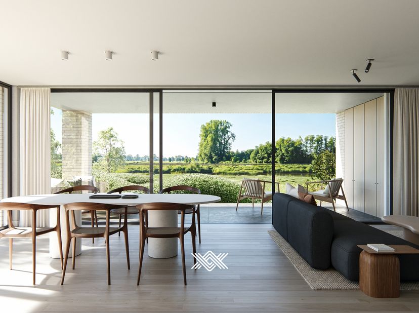 Dit tweeslaapkamerappartement met een oppervlakte van 111 m² is gelegen op het tweede verdiep van gebouw A. Het appartement beschikt over een inkomhal