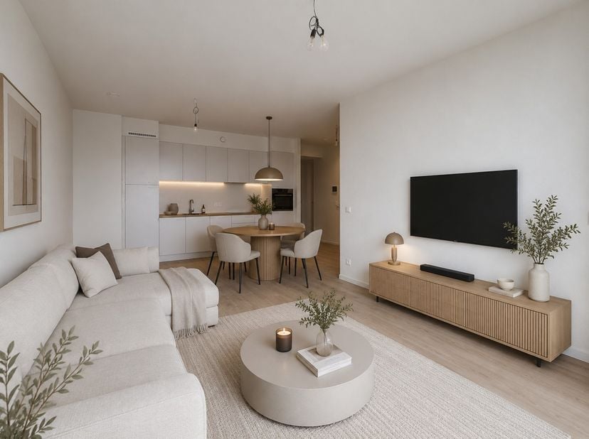 Ontdek dit lichtrijke appartement op de 7de verdieping van residentie Tournesol, gelegen in de populaire en duurzame wijk De Nieuwe Dokken in Gent. Da