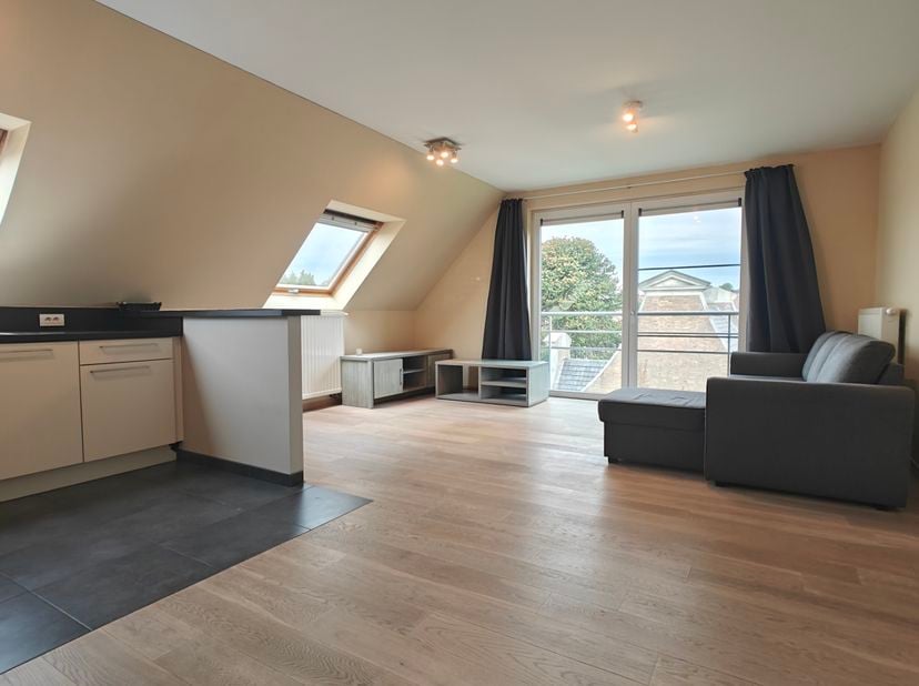 Dakappartement met ondergrondse autostaanplaats en berging op wandelafstand van het centrum.<br />
<br />
Indeling:<br />
 <br />
Gezellige living met