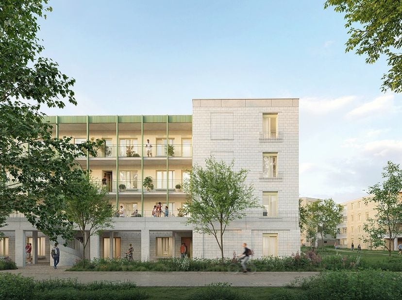 Dit appartement met drie slaapkamers is gelegen op de hoek van het gebouw Lange op de duurzame Minerve site. Het appartement geniet van een zeer ruime
