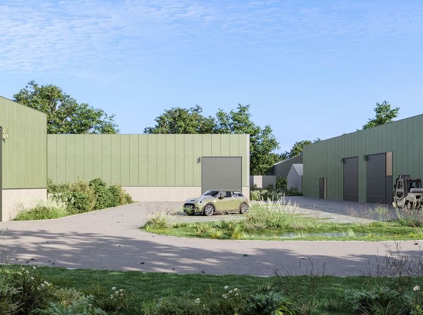 KMO-unit van 221 m² met 2 privatieve parkeerplaats TE KOOP in Anzegem.<br />
<br />
Deze casco magazijnruimte bevindt zich op de kop van het project (