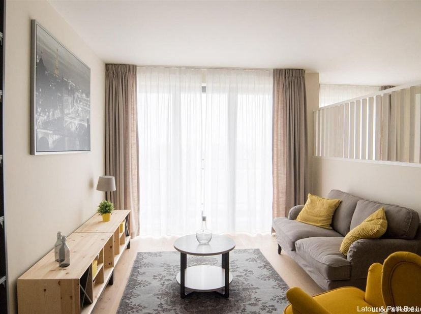 AUDERGHEM, vlakbij de metro Hankar en Pétillon (grens Etterbeek). Prachtige gemeubileerde STUDIO/APPARTEMENT van 58 m² met terras. Gelegen op de 4e ve