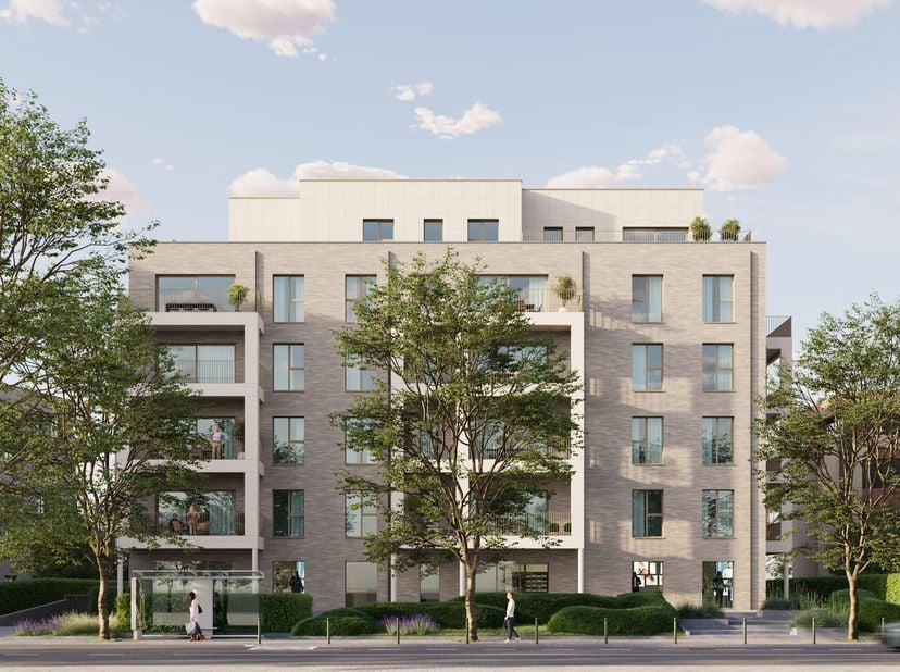 EVERE, op de grens met Sint-Lambrechts-Woluwe, in een dynamische en sterk evoluerende wijk, mooi NIEUW APPARTEMENT (1slpk/1badk) van 73 m² met een TER