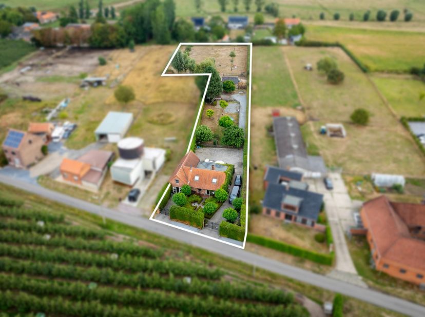 In een rustige en groene omgeving te Herk-de-Stad bevindt zich deze ruime woning op een perceel van ca. 55 are. Het eigendom combineert aangenaam met