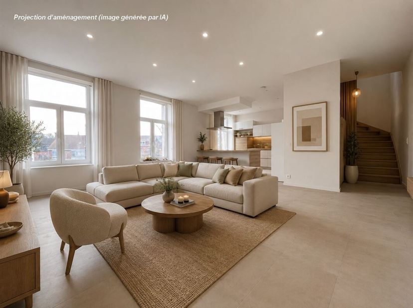 Prachtig duplex appartement, volledig gerenoveerd met kwaliteitsmaterialen, gelegen in een rustige straat in het centrum van Doornik, tegenover het Ge