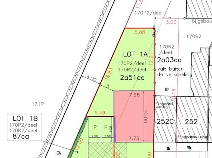 Bouwgrond voor halfopen bebouwing met een totale oppervlakte van 3a38ca gelegen langs de tervuursesteenweg te Heverlee, vlakbij belangrijke invalswege