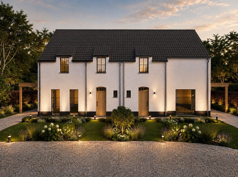Op de Kruishoutemsesteenweg, strategisch gelegen tussen Gavere, Nazareth en Mullem, worden twee stijlvolle halfopen nieuwbouwwoningen gerealiseerd. Ee
