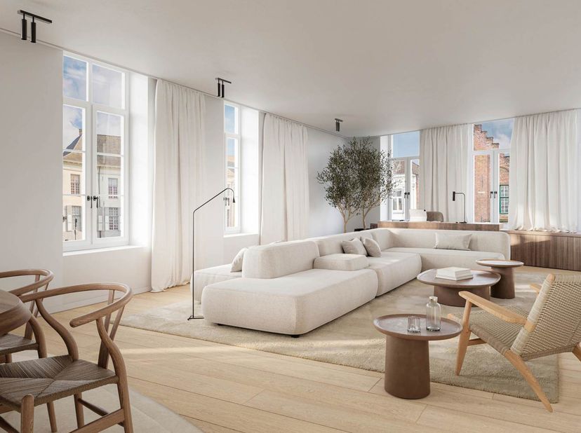 HIGH-END HOEKAPPARTEMENT met ZONNETERRAS &amp; zicht op de Dijver.<br />
Dit uitzonderlijk afgewerkte hoekappartement met een totale bruto oppervlakte van