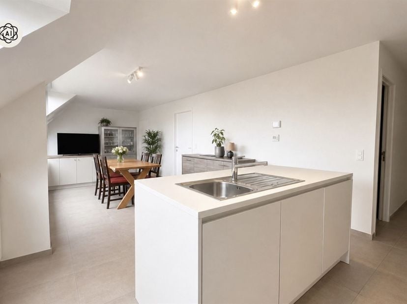 Leuk recente (bj 2023) penthouse met terras en 2 SLK! Goedgelegen nabij invalswegen. ( Onder Registratierechten!!)<br />
<br />
INDELING: inkomhal m