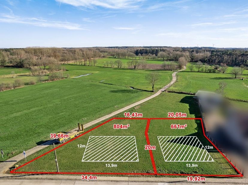1.465 m² bouwgrond voor open bebouwing, verdeeld over twee loten in een goedgekeurde verkaveling in Aarschot. Deze aanbieding combineert lot 1 van 804