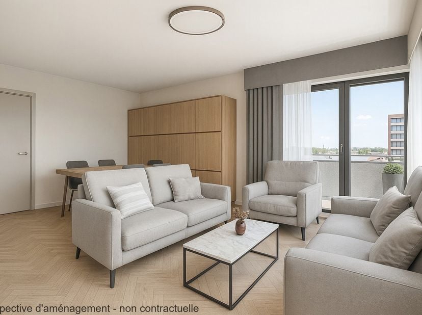 L'immobilière Borremans vous propose à la vente cet appartement avec garage 2 voitures, au 4ème étage de la résidence, idéalement situé à Bressoux (Li