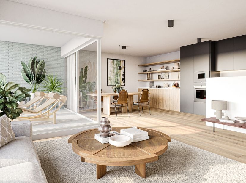 Wonen in alle comfort én deel uitmaken van een hechte gemeenschap? Dit lichtrijke co-housingappartement van 113 m² combineert het beste van twee werel