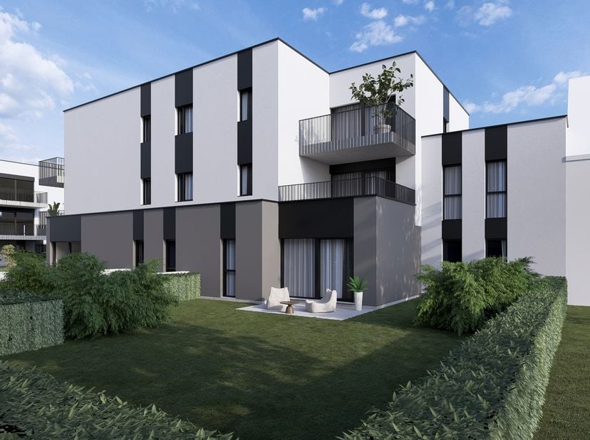 Op te richten nieuwbouwappartement op de 2de verdieping met gemeenschappelijke inkomhal. Dit appartement is ingedeeld met 1 slaapkamer, ruime woonkame