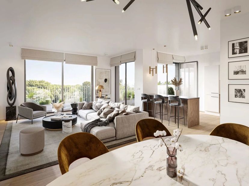 Het gloednieuwe W project biedt u op de 5de verdiep., een 2 slaapkamer appartement (Design afwerking), waarvan de leefruimte is uitgebreid met een sup