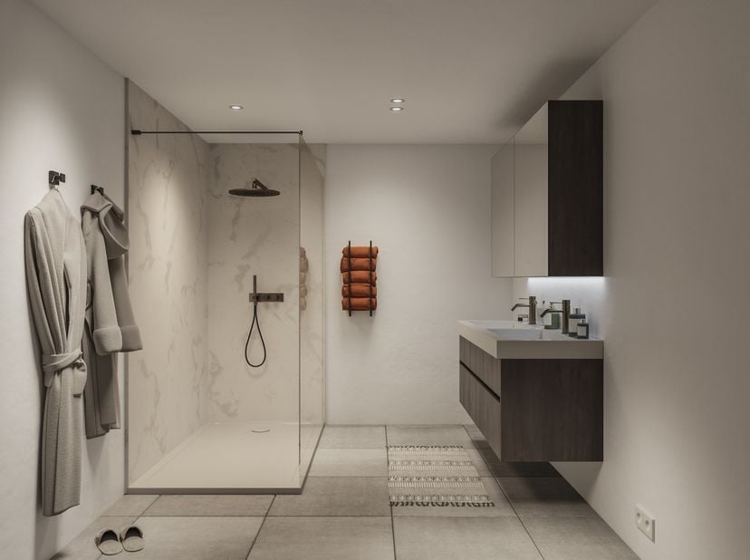 Ruim 2 slaapkamer appartement op het 1ste verdiep. Voorzien van een mooie leefruimte met aansluitend terras en zicht op de ganse groene binnentuin. He