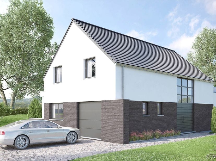 Hedendaagse 4 gevel woning<br />
Deze nieuwbouwwoning kan u gerealiseerd worden volgens meest energiezuinige norm, dankzij warmtepomp met vloerverwarm