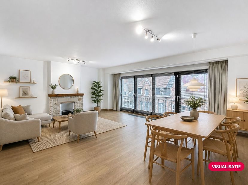 Appartement te koop in de Polenlaan op wandelafstand van het centrum van Ieper. Dankzij de praktische indeling, de lichtrijke leefruimtes en het terra