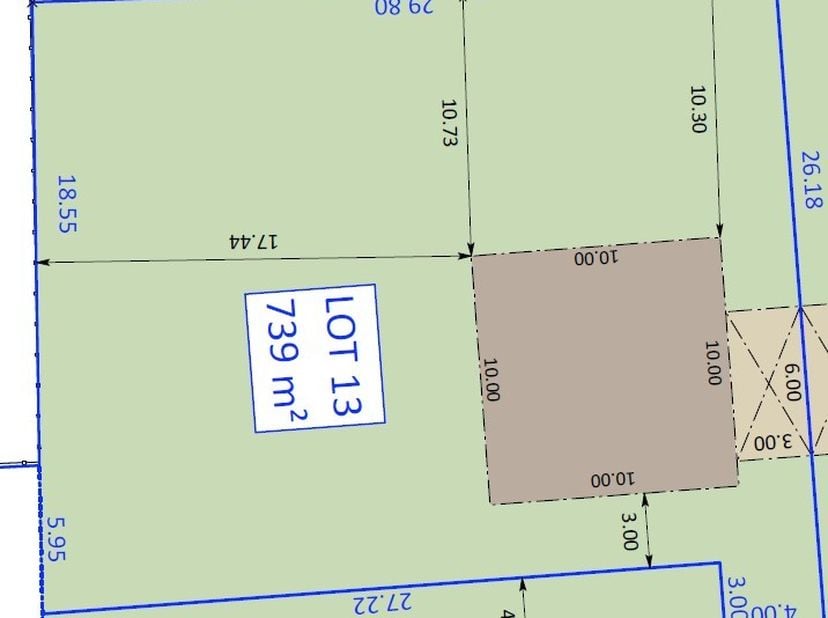 Bouwgrond ( lot 13 ) te koop voor open bebouwing met een mooie oppervlakte van 739 m².<br />
Nieuwe residentieel gelegen verkaveling in groene rustige