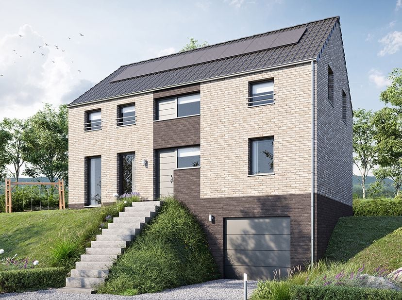"VILLA 4 FAÇADES PEB A+ HAUTE PERFORMANCE ÉNERGÉTIQUE &amp;amp; QUALITÉ TRADITIONNELLE<br />
Découvrez ce projet de villa 4 façades à l’architecture soign