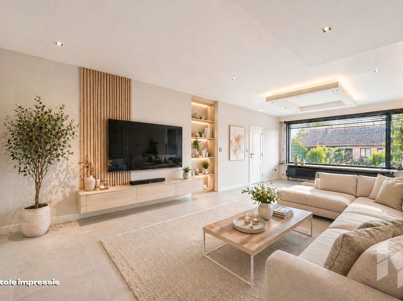Gelijkvloerse woning (206 m²) met 3 slaapkamers, een veranda en een ruime garage op een perceel van 840 m².<br />
EPC waarde is momenteel 403 Kwh/m² (