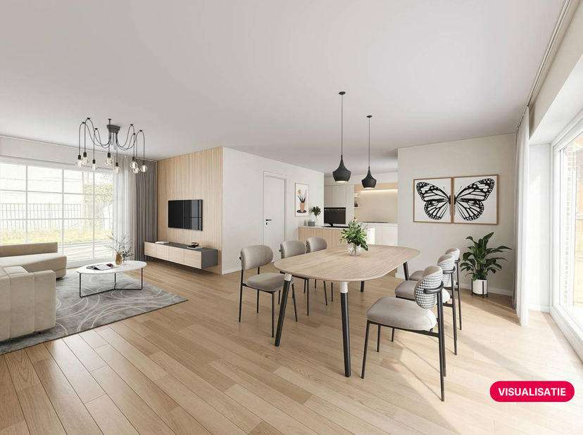 Maison mitoyenne neuve à vendre à Stavelestraat 3 à Vleteren avec 3 chambres, double allée et jardin. Cette maison neuve de haute qualité est vendue e