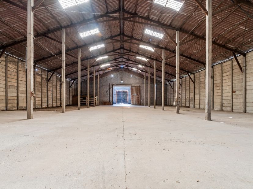 À vendre : grand entrepôt situé dans un environnement rural. Cet entrepôt, construit en 1960, offre un espace très vaste autorisé pour des activités i