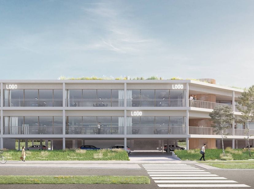 Op een strategische locatie te Hooglede-Gits, langs een invalsweg tussen Roeselare en Lichtervelde verrijst dit gloednieuwe kantoorgebouw dat uitblink
