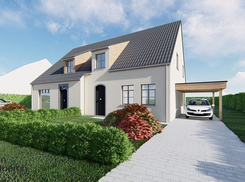 Gino Feys realiseert twee charmante nieuwbouwwoningen met een landelijke uitstraling in<br />
het rustige Hertsberge op een grondoppervlakte van 510,0