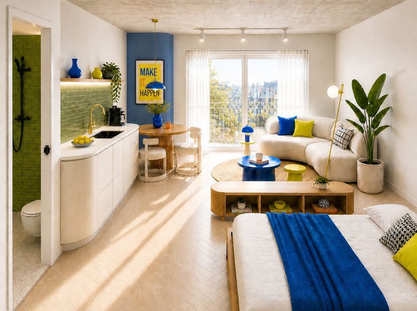 Nieuwbouwstudio in historisch centrum Gent<br />
<br />
	Uitbating door Shape Group<br />
	€ 1.000/maand vaste huurinkomsten&amp;nbsp;<br />
	4,07% netto