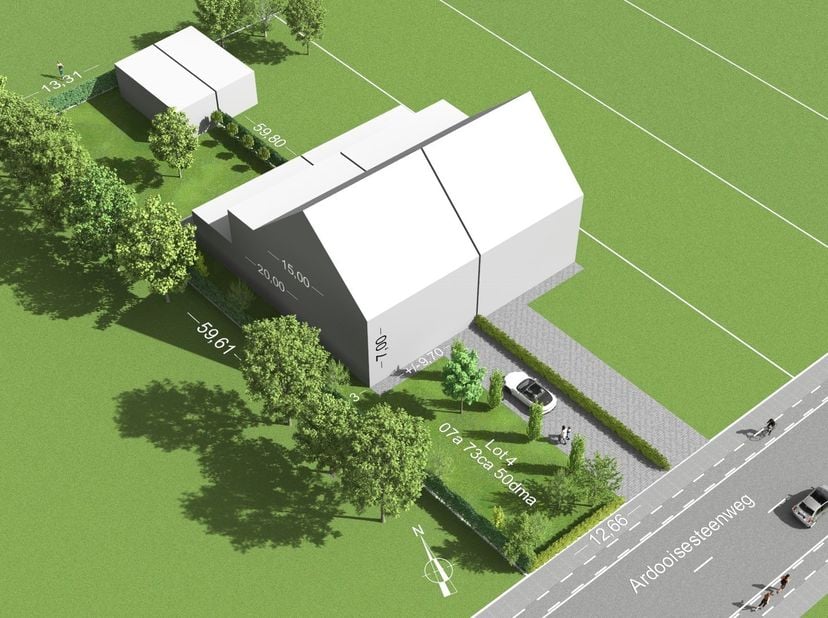 Dit mooi rechthoekig perceel van 774m² is gelegen op enkele minuten van het centrum van Ardooie en Roeselare.&amp;nbsp;<br />
Het perceel is 12,66m breed