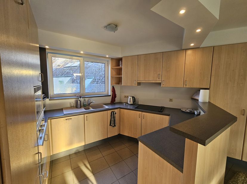 Lichtrijke, ruime (72 m2) duplex op wandelafstand van Gasthuisberg en centrum Leuven. Domiciliëring verplicht. <br />
niveau 1: <br />
Keuken met oost