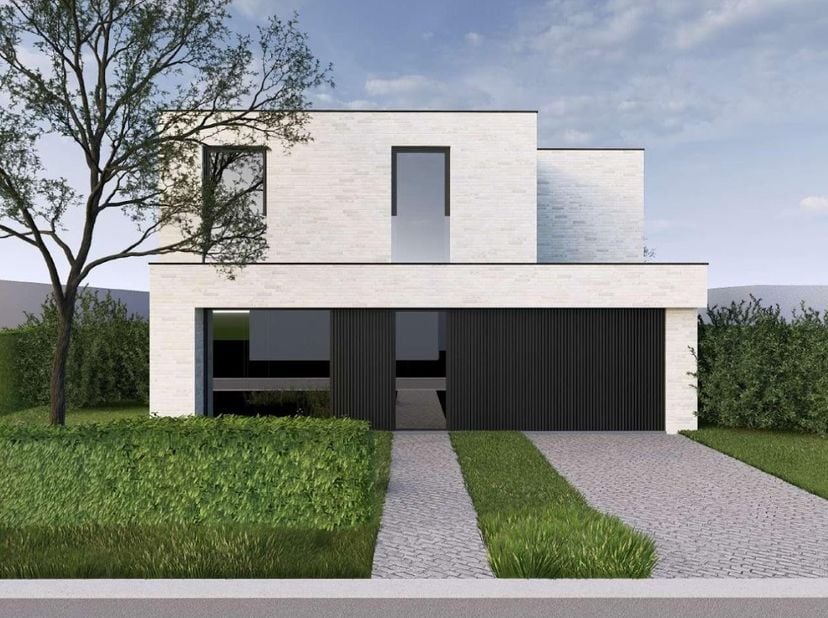 Modern nieuwbouwhuis (villa) op een perceel van 442m² met 4 slaapkamers, inpandige garage met berging en privatieve oprit. Dit vrijstaand huis te koop