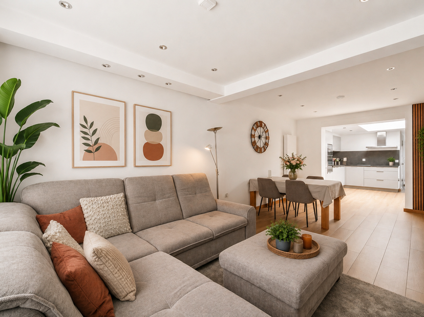 Instapklare en smaakvol gerenoveerde woning met 3 slaapkamers en een zonnige zuidoostgerichte tuin in Ronse<br />
Op een aangename locatie in Ronse vi