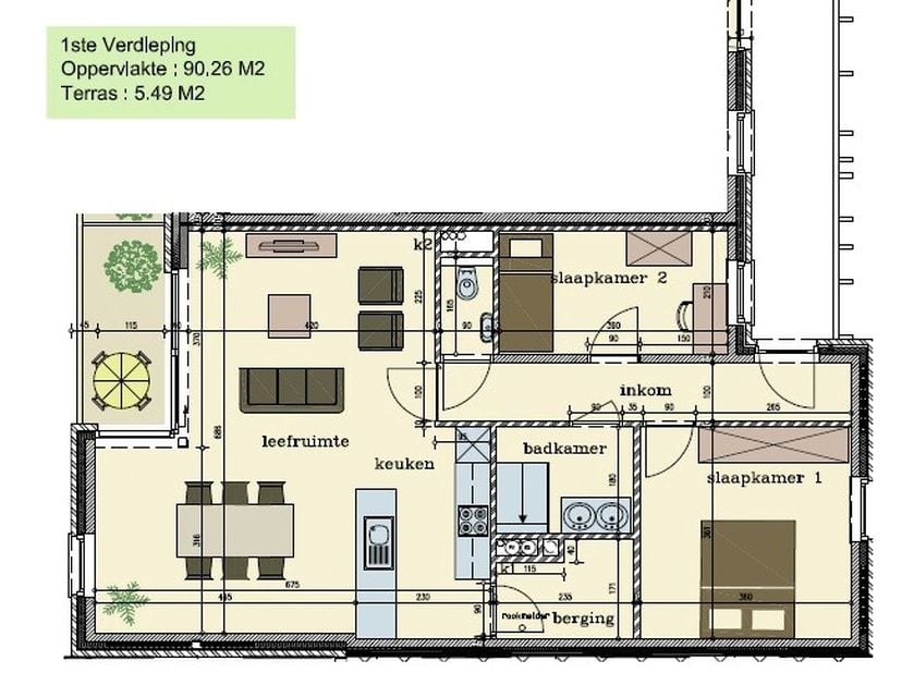 Dit appartement (A1.1) is gelegen op de 1ste verdieping in de Residentie Brouwershof te Westrozebeke (Staden) en bestaat uit: inkomhal - toilet - badk
