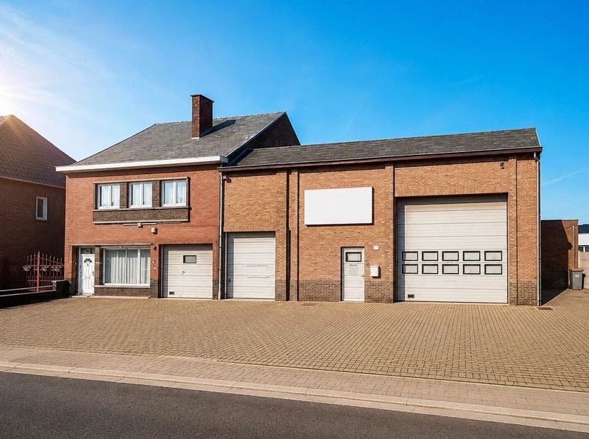 Op zoek naar een eigendom die wonen en werken op één locatie combineert? Deze ruime woning met 4 slaapkamers, magazijn, garage en aanpalende vergunde