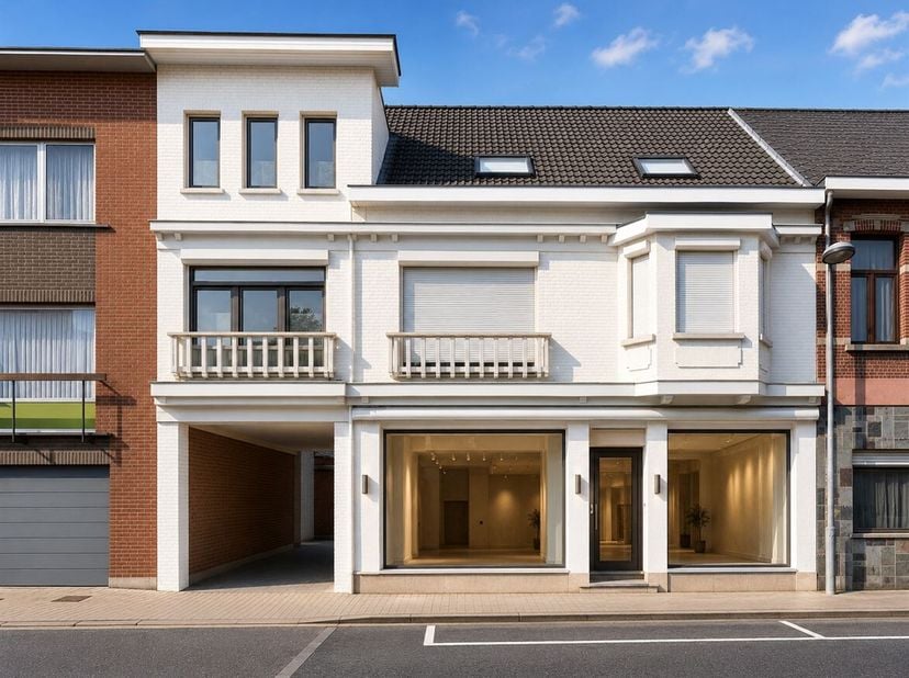 A Pastoor Mellaertsstraat 46 à Heist-op-den-Berg, vous trouverez une propriété commerciale spacieuse avec une forte visibilité sur la rue et un agence