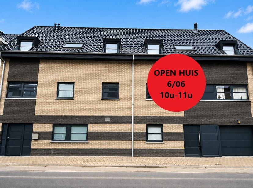 OPEN HUIS ZATERDAG 6/06 van 10u tot 11u.<br />
Op zoek naar een energiezuinig appartement waar comfort, rust en bereikbaarheid perfect samenkomen? Dit